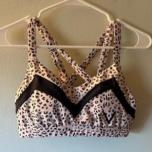 Vull Sport Leopard Print Strappy Sports Bra Women’s Large